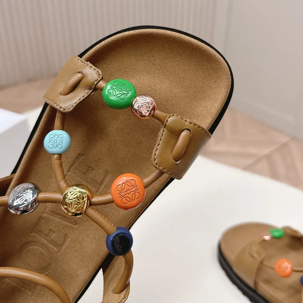 Loewe Women Pebble Beads Fussbett Sandal in Nappa Lambskin-Camel - image 7