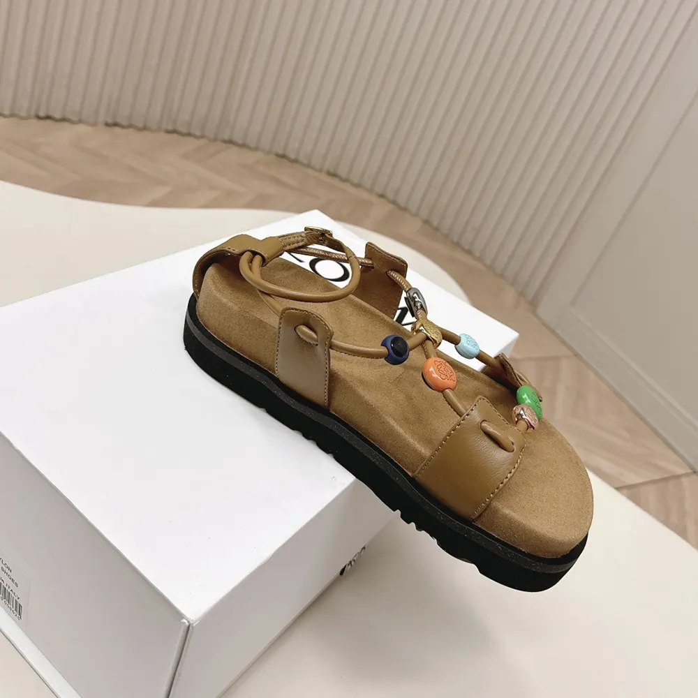 Loewe Women Pebble Beads Fussbett Sandal in Nappa Lambskin-Camel - image 6