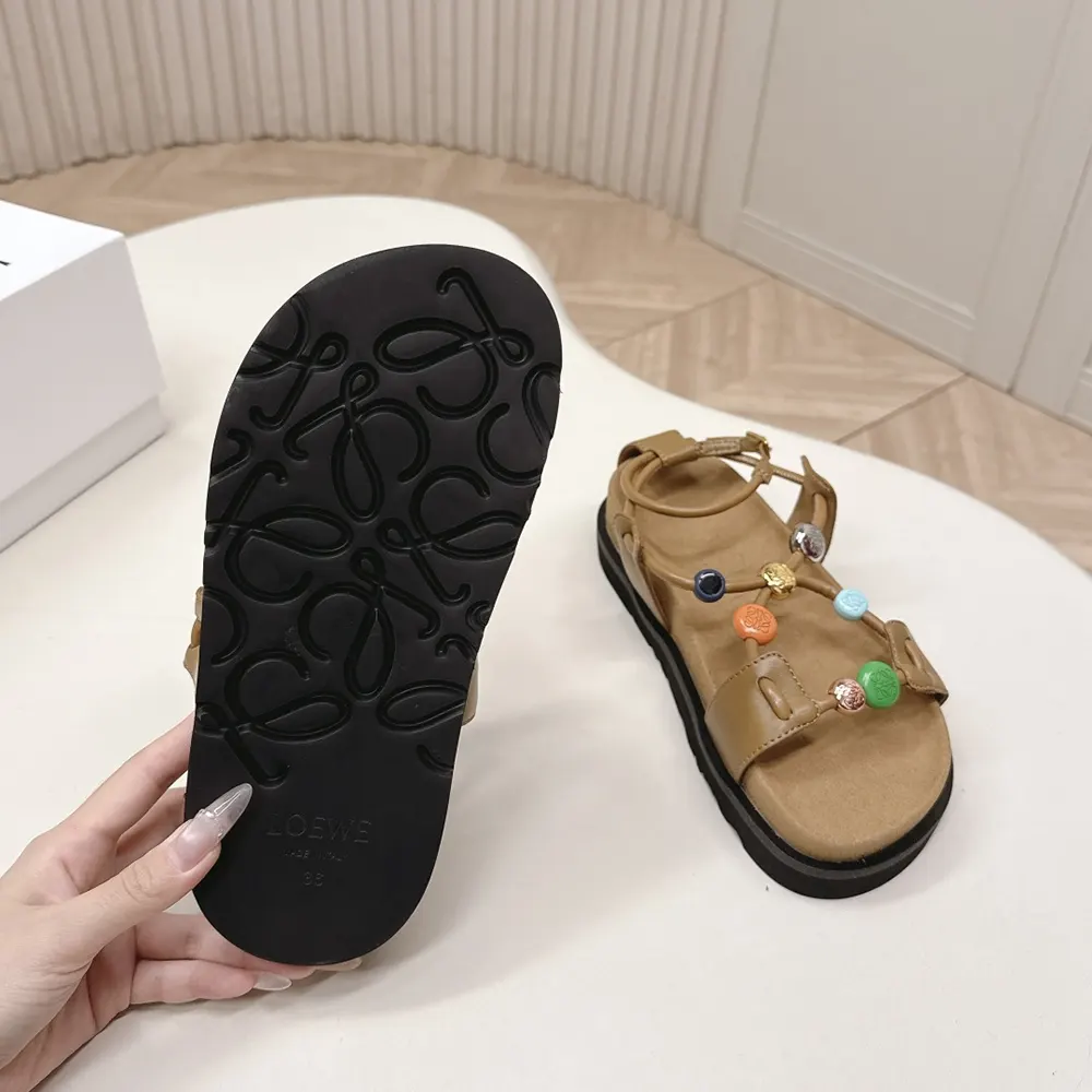 Loewe Women Pebble Beads Fussbett Sandal in Nappa Lambskin-Camel - image 10