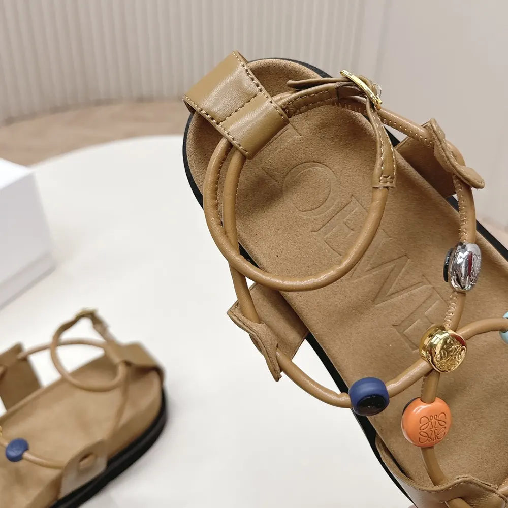 Loewe Women Pebble Beads Fussbett Sandal in Nappa Lambskin-Camel - image 8