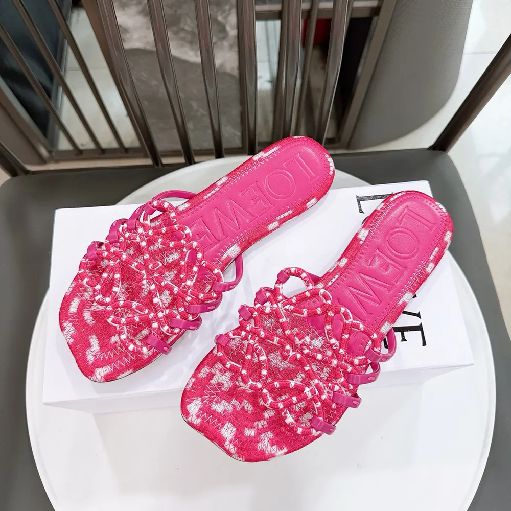 Loewe Women Petal Anagram Slide in Embroidered Canvas-Orchid - image 5