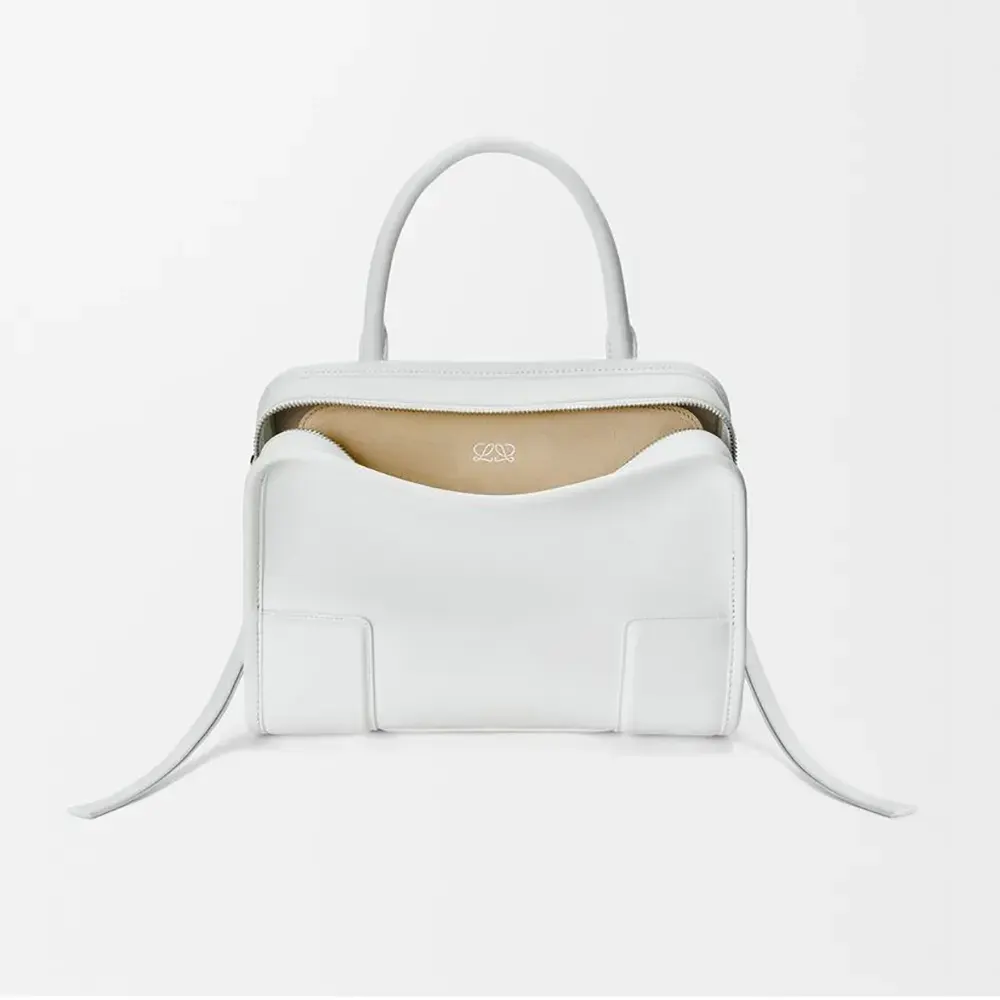 Front view of Loewe Women Small Amazona 180 Bag in black calfskin