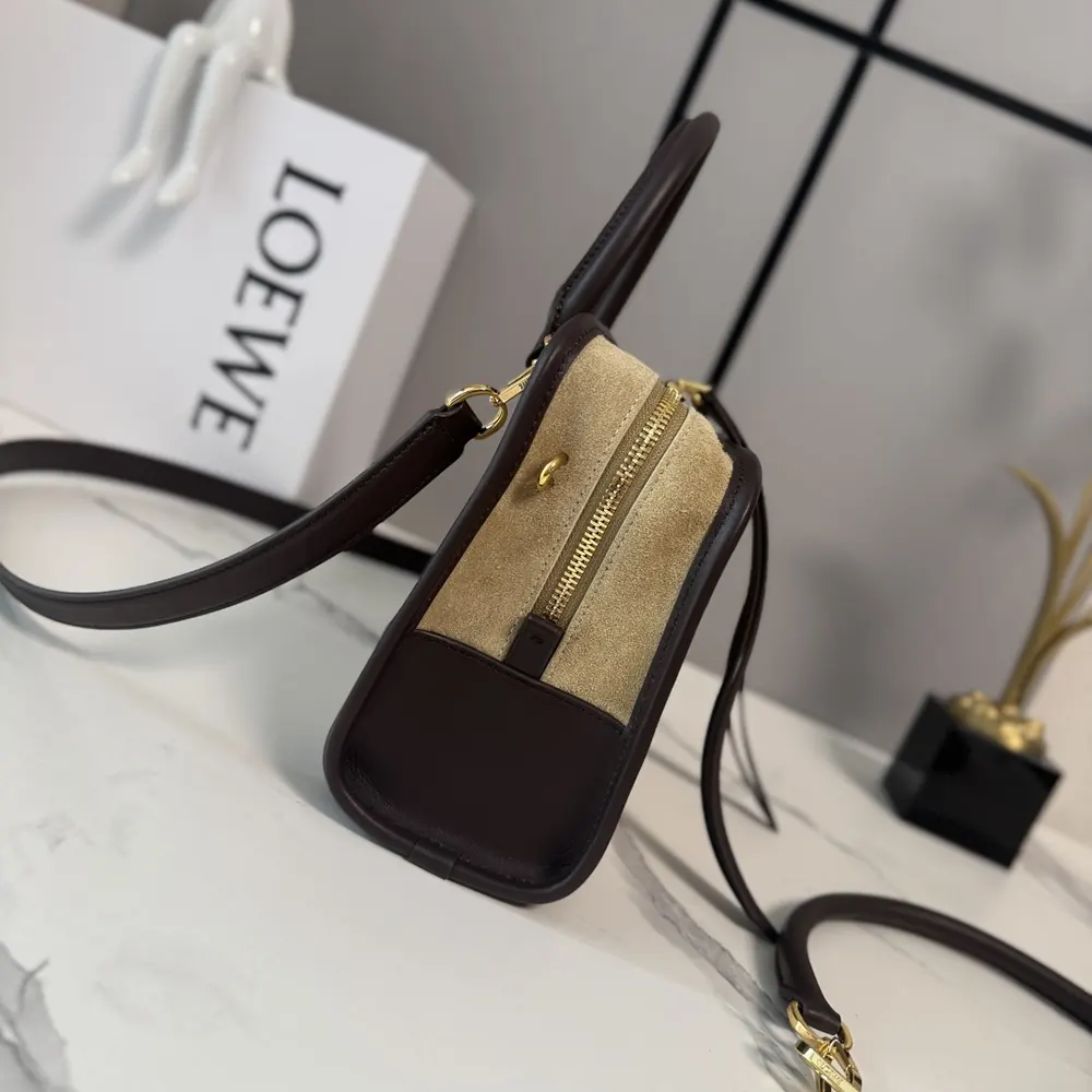 Loewe Women Small Amazona 180 Bag in Suede-Oro/Chocolat - image 5