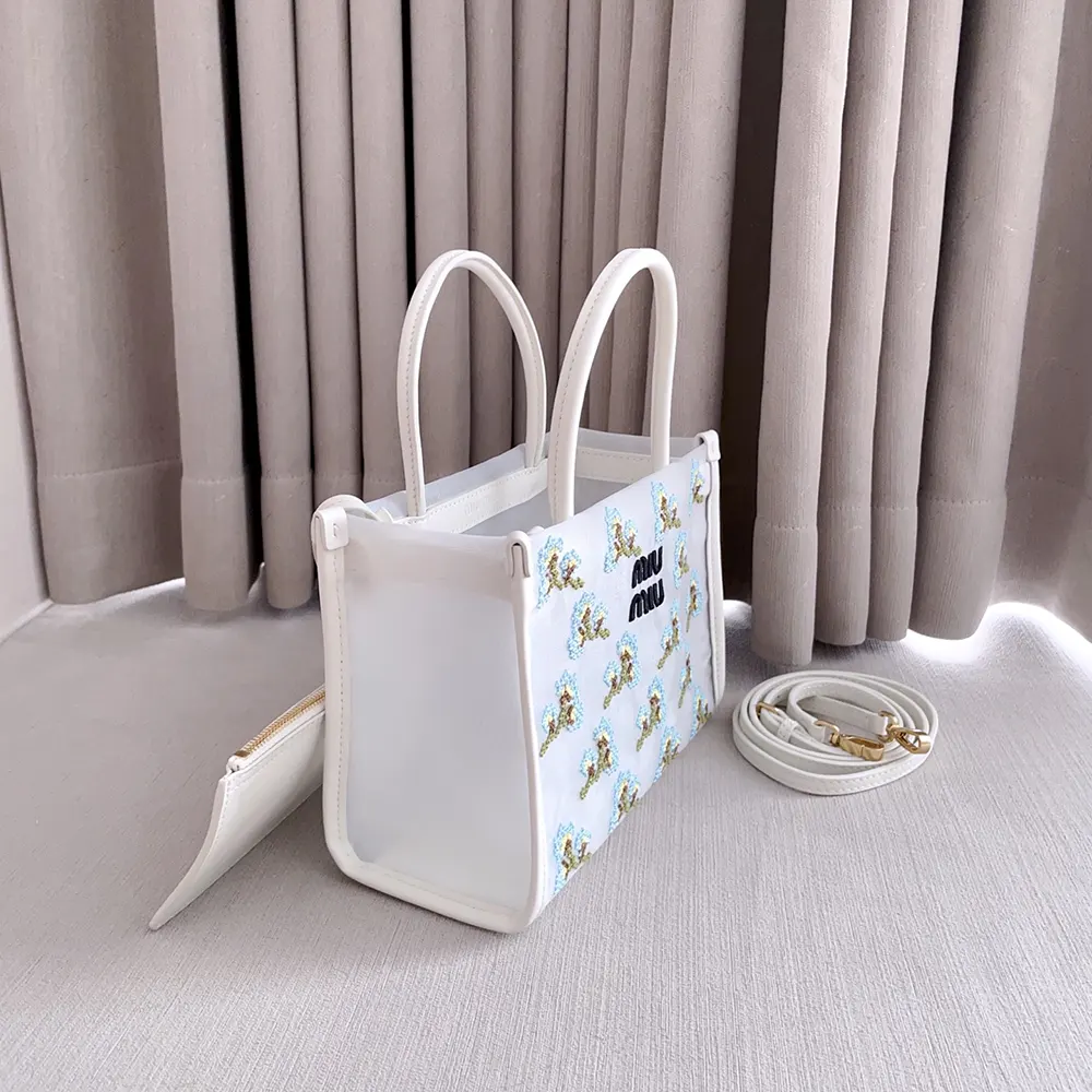 Miu Miu Women Embroidered Mesh Top-Handle Bag - image 4