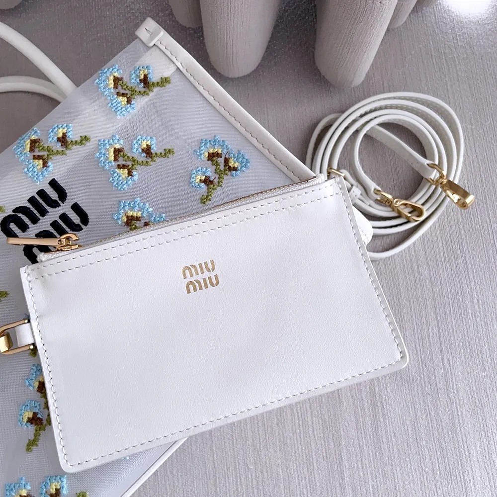 Miu Miu Women Embroidered Mesh Top-Handle Bag - image 10