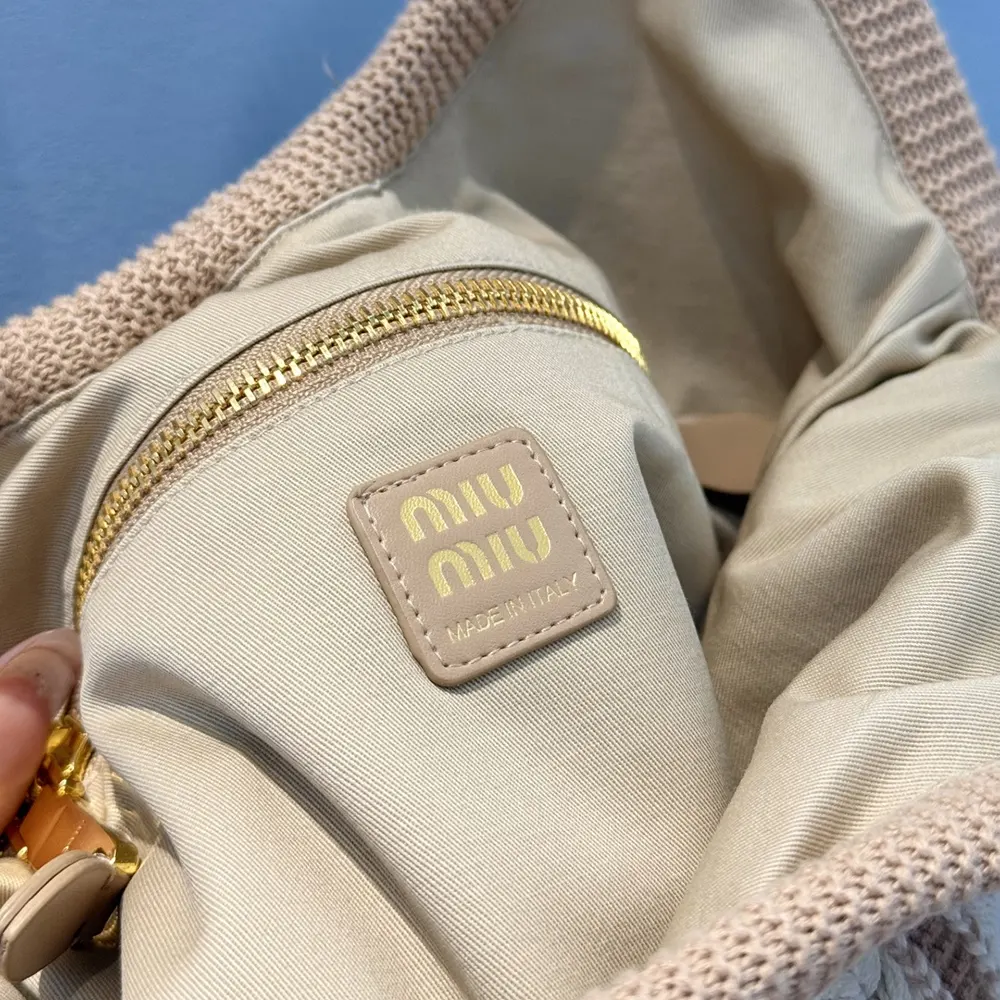 Miu Miu Women Ivy Crochet Bag-Sand/Chalk - image 10