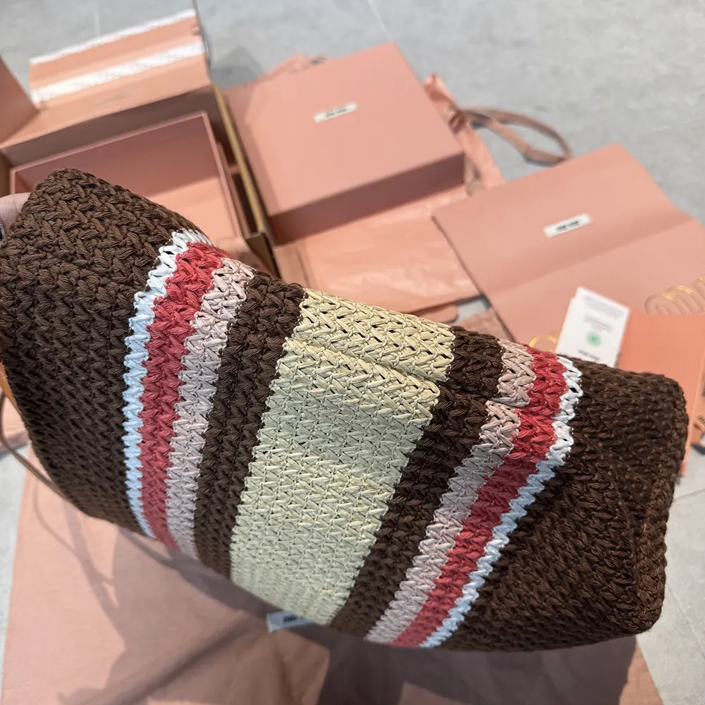 Miu Miu Women Raffia-Effect Woven Tote Bag - image 8