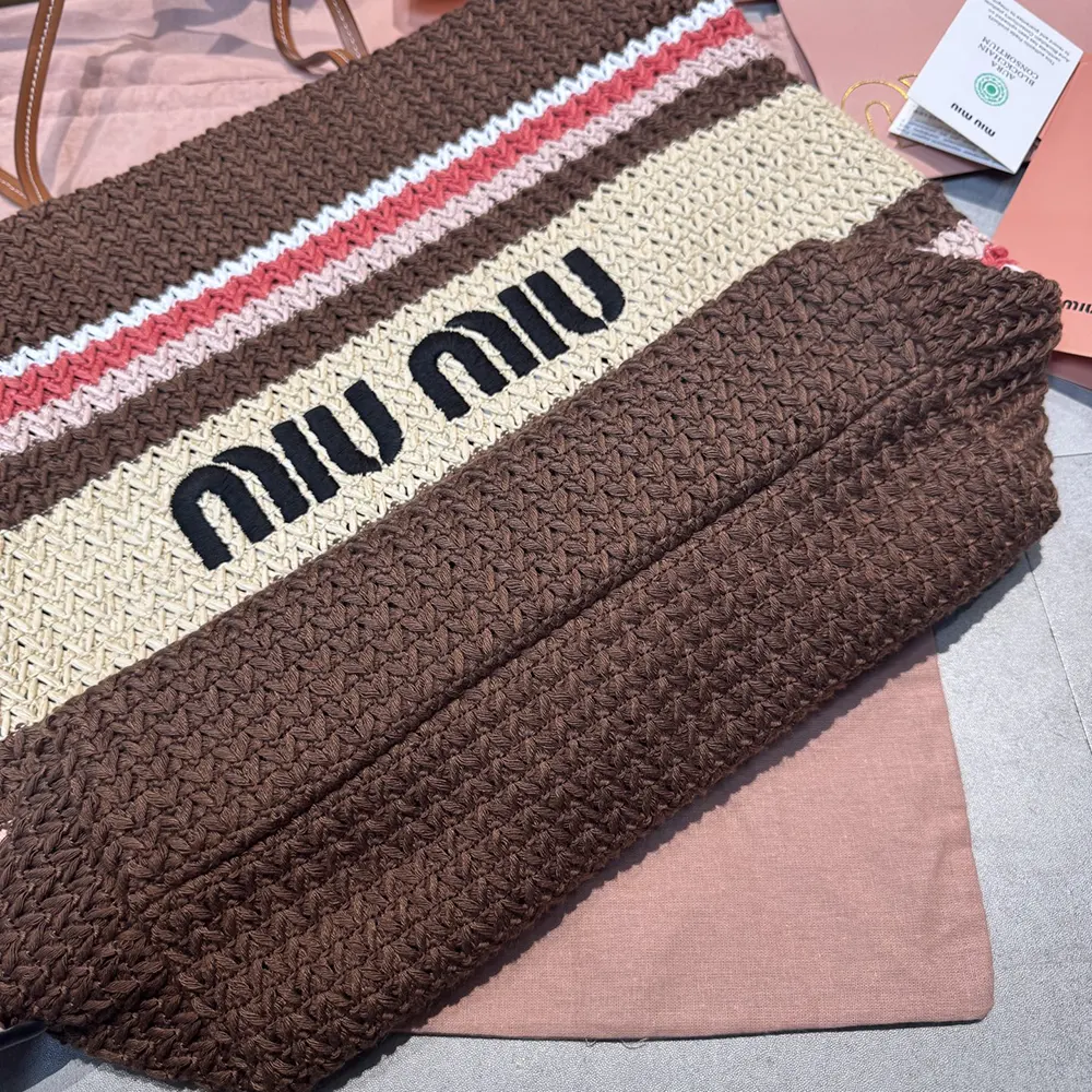 Miu Miu Women Raffia-Effect Woven Tote Bag - image 5