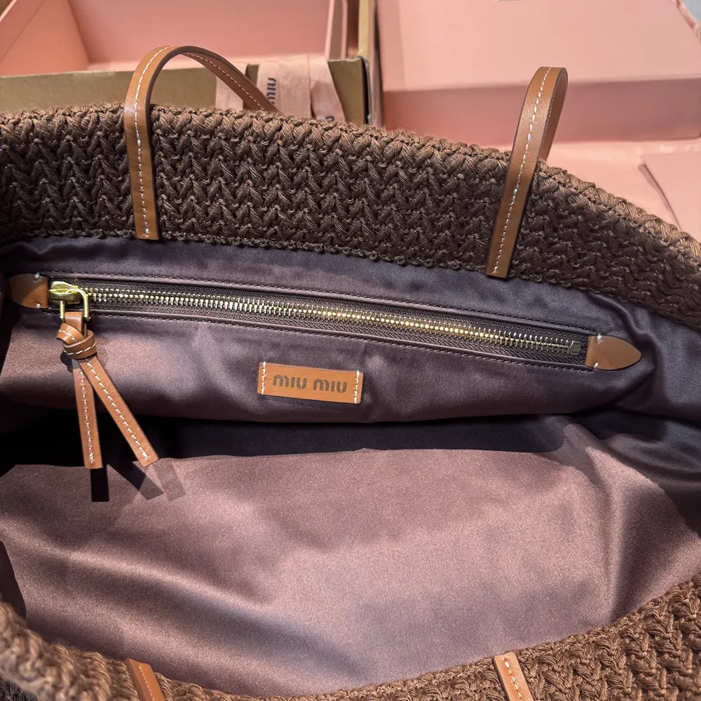 Miu Miu Women Raffia-Effect Woven Tote Bag - image 10