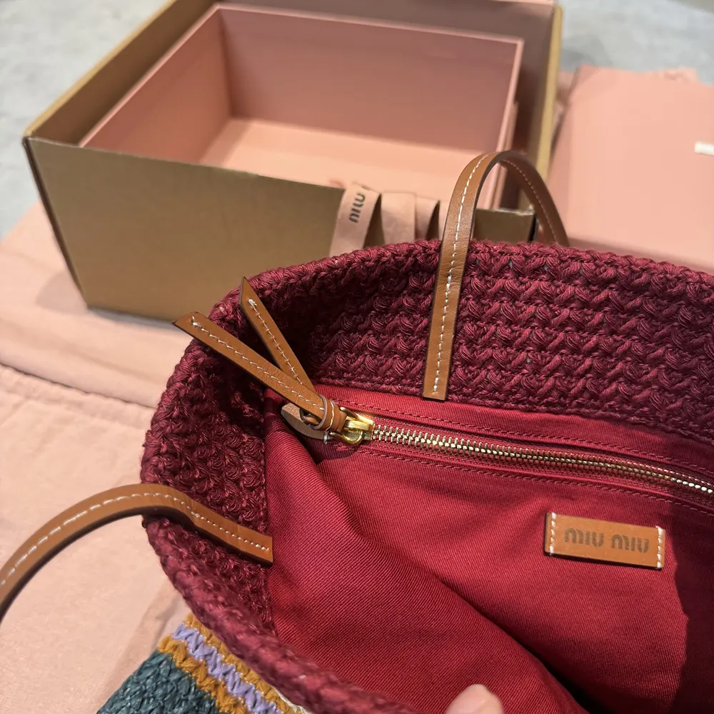 Miu Miu Women Raffia-Effect Woven Tote Bag - image 10