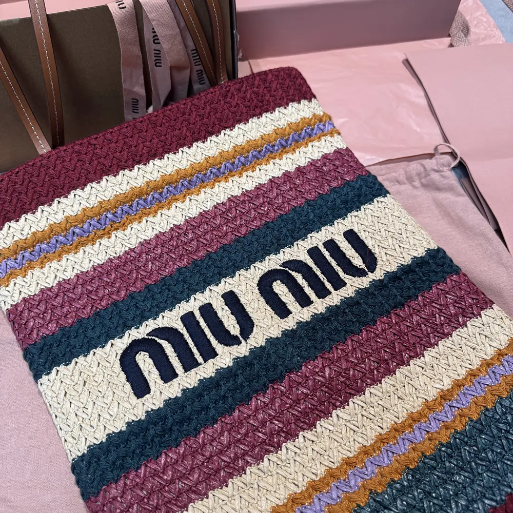 Miu Miu Women Raffia-Effect Woven Tote Bag - image 4
