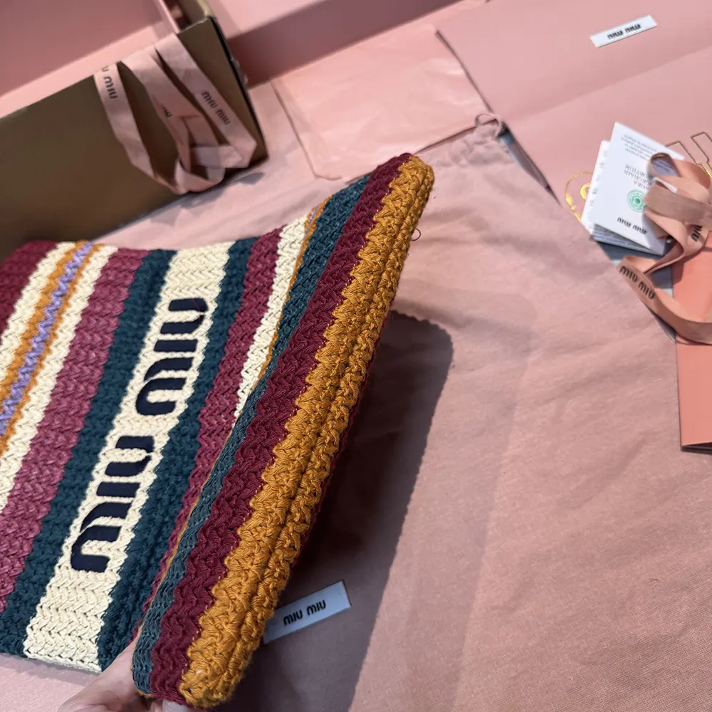 Miu Miu Women Raffia-Effect Woven Tote Bag - image 5