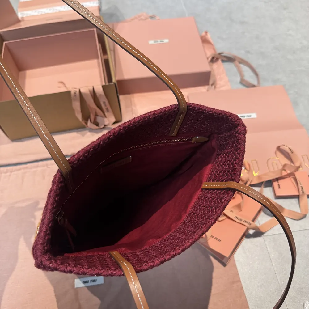 Miu Miu Women Raffia-Effect Woven Tote Bag - image 8