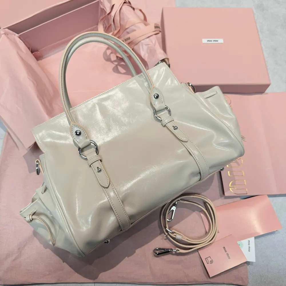 Miu Miu Women Shiny Leather Handbag-Light Pink - image 4