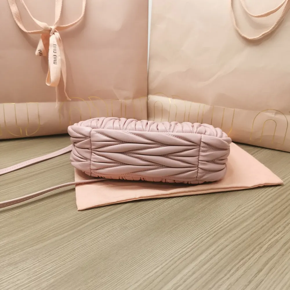 Miu Miu Women Wander Matelassé Nappa Leather Hobo Bag-Alabaster Pink - image 5