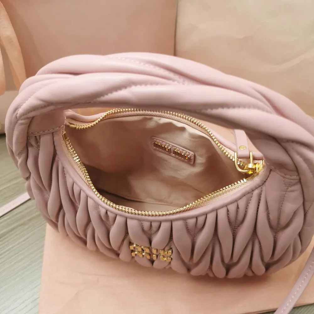 Miu Miu Women Wander Matelassé Nappa Leather Hobo Bag-Alabaster Pink - image 6