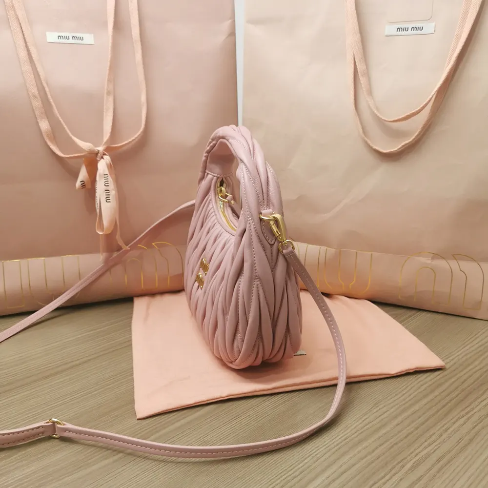 Miu Miu Women Wander Matelassé Nappa Leather Hobo Bag-Alabaster Pink - image 4