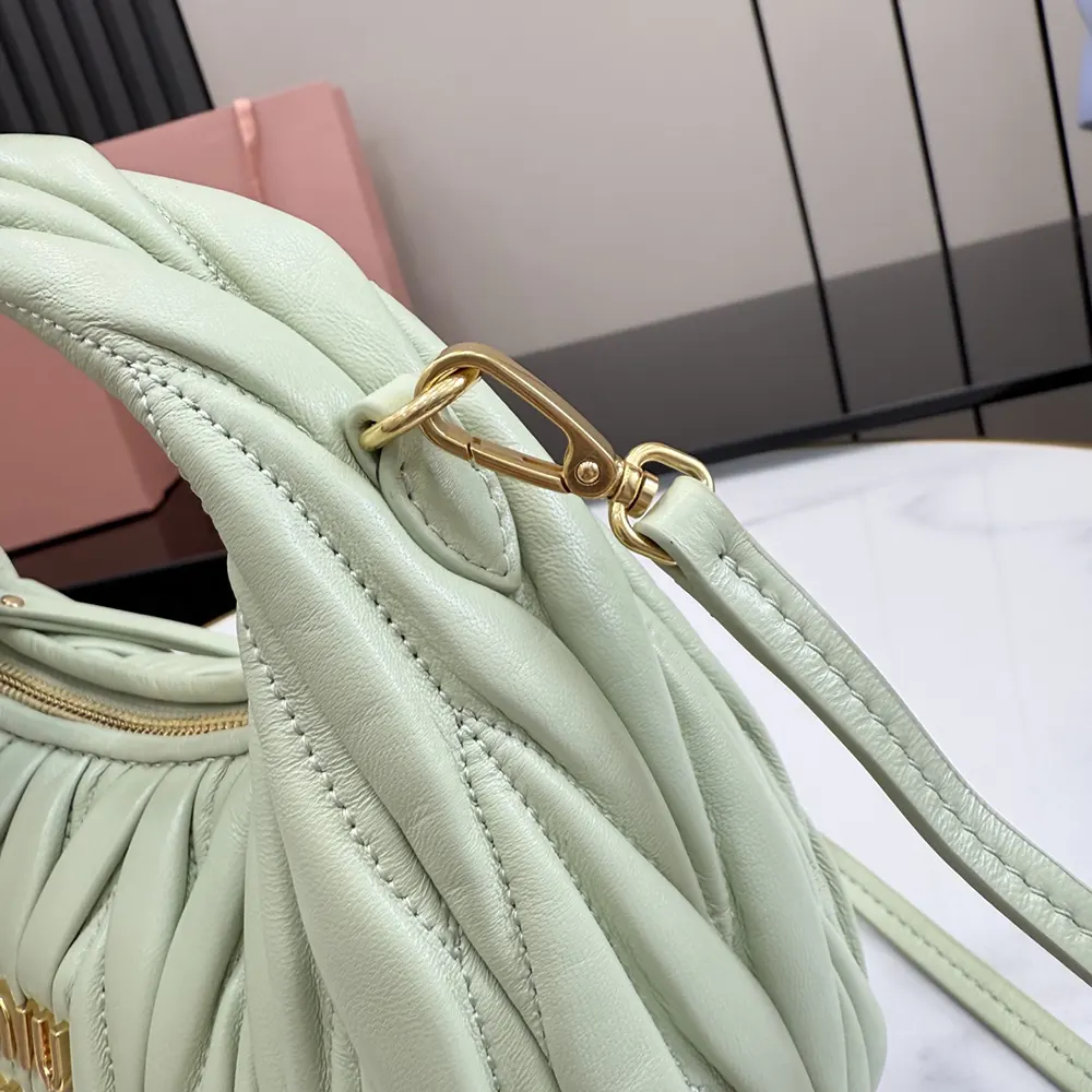 Miu Miu Women Wander Matelassé Nappa Leather Hobo Bag-Aqua - image 10