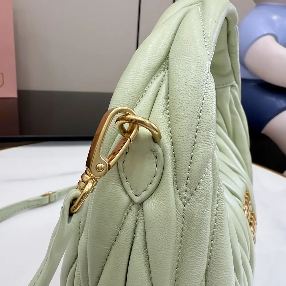 Miu Miu Women Wander Matelassé Nappa Leather Hobo Bag-Aqua - image 8