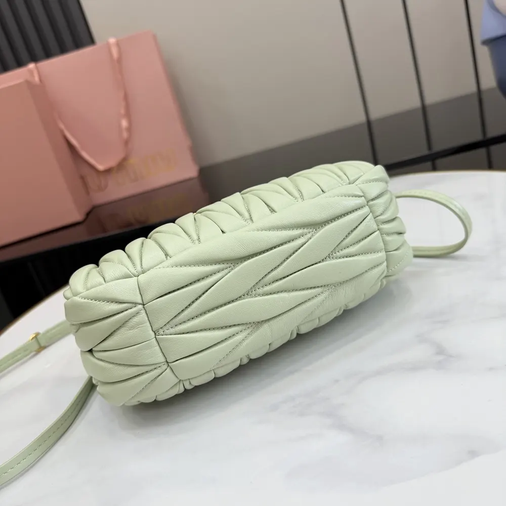 Miu Miu Women Wander Matelassé Nappa Leather Hobo Bag-Aqua - image 7