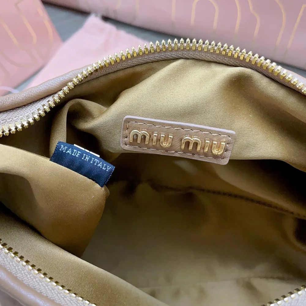 Miu Miu Women Wander Matelassé Nappa Leather Hobo Bag-Caramel - image 10