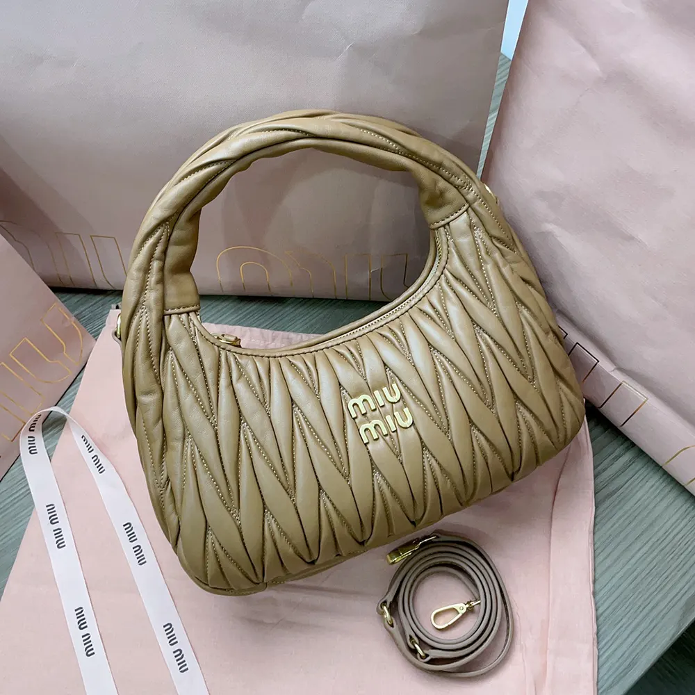 Miu Miu Women Wander Matelassé Nappa Leather Hobo Bag-Caramel - image 5