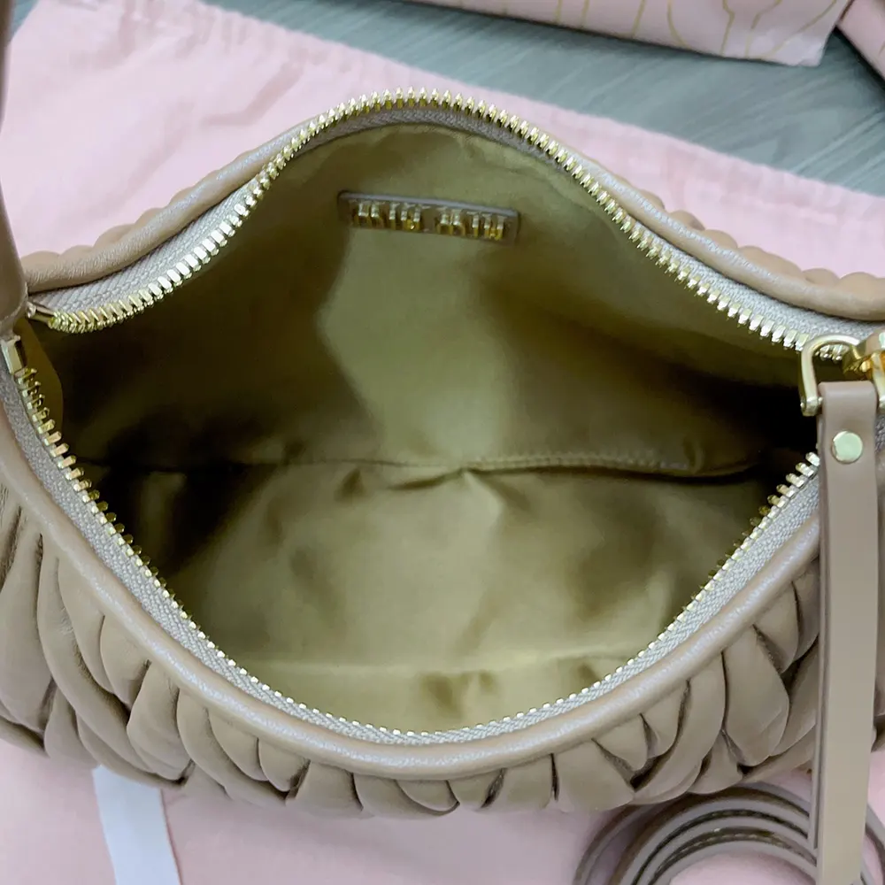 Miu Miu Women Wander Matelassé Nappa Leather Hobo Bag-Caramel - image 9