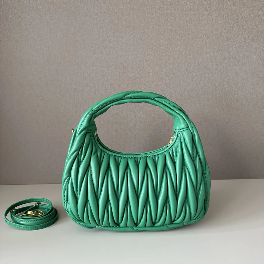 Miu Miu Women Wander Matelassé Nappa Leather Hobo Bag-Green - image 4
