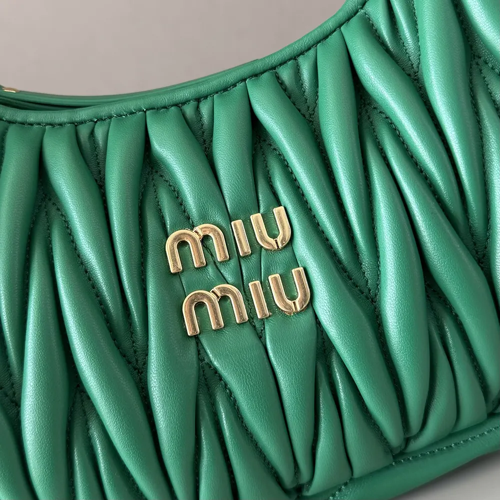 Miu Miu Women Wander Matelassé Nappa Leather Hobo Bag-Green - image 9