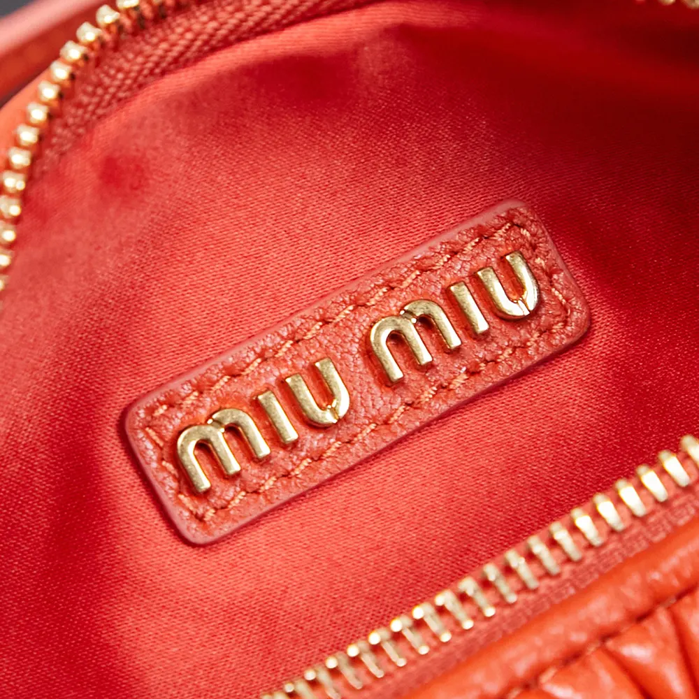 Miu Miu Women Wander Matelassé Nappa Leather Hobo Bag-Orange - image 10