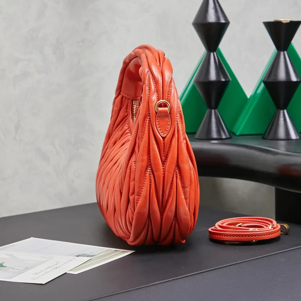 Miu Miu Women Wander Matelassé Nappa Leather Hobo Bag-Orange - image 4