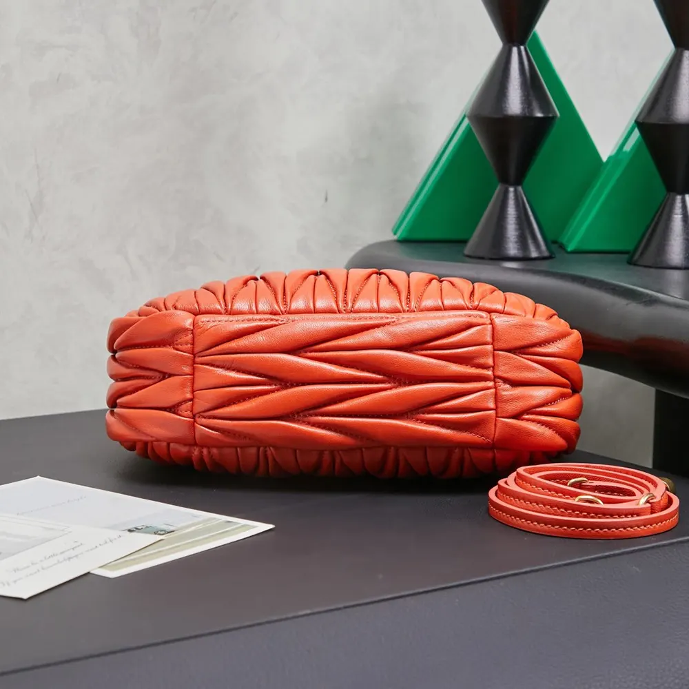 Miu Miu Women Wander Matelassé Nappa Leather Hobo Bag-Orange - image 5