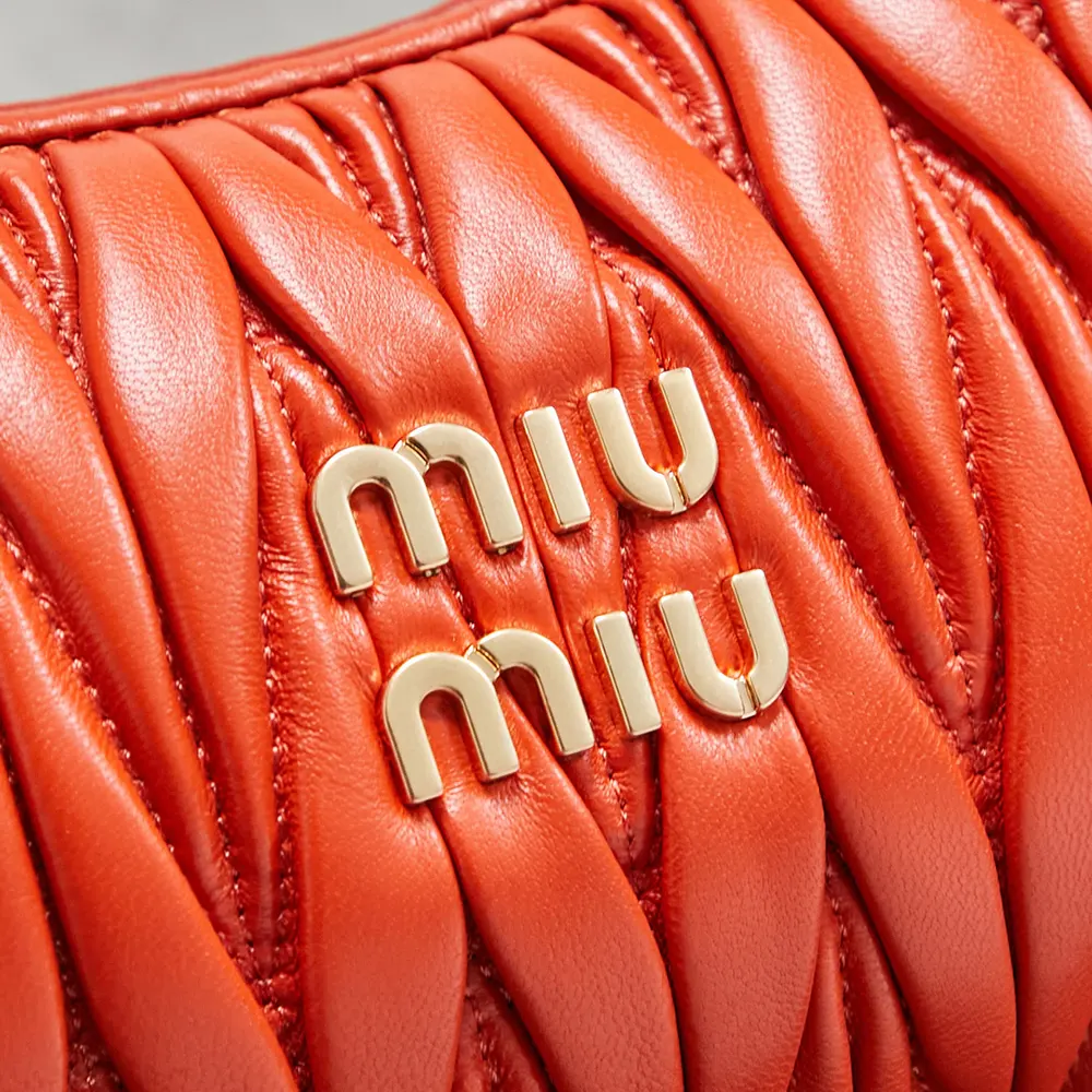 Miu Miu Women Wander Matelassé Nappa Leather Hobo Bag-Orange - image 9