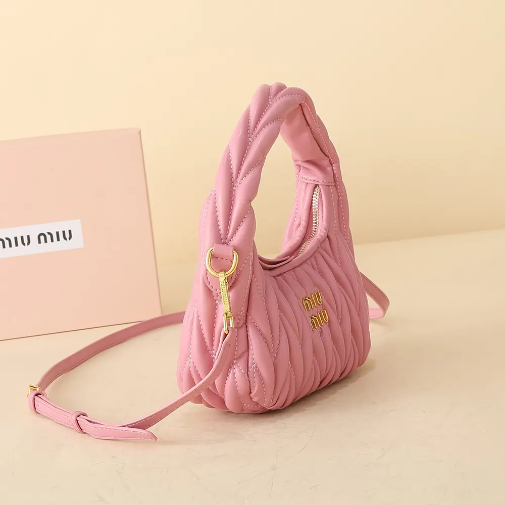 Miu Miu Women Wander Matelassé Nappa Leather Hobo Bag-Pink - image 4