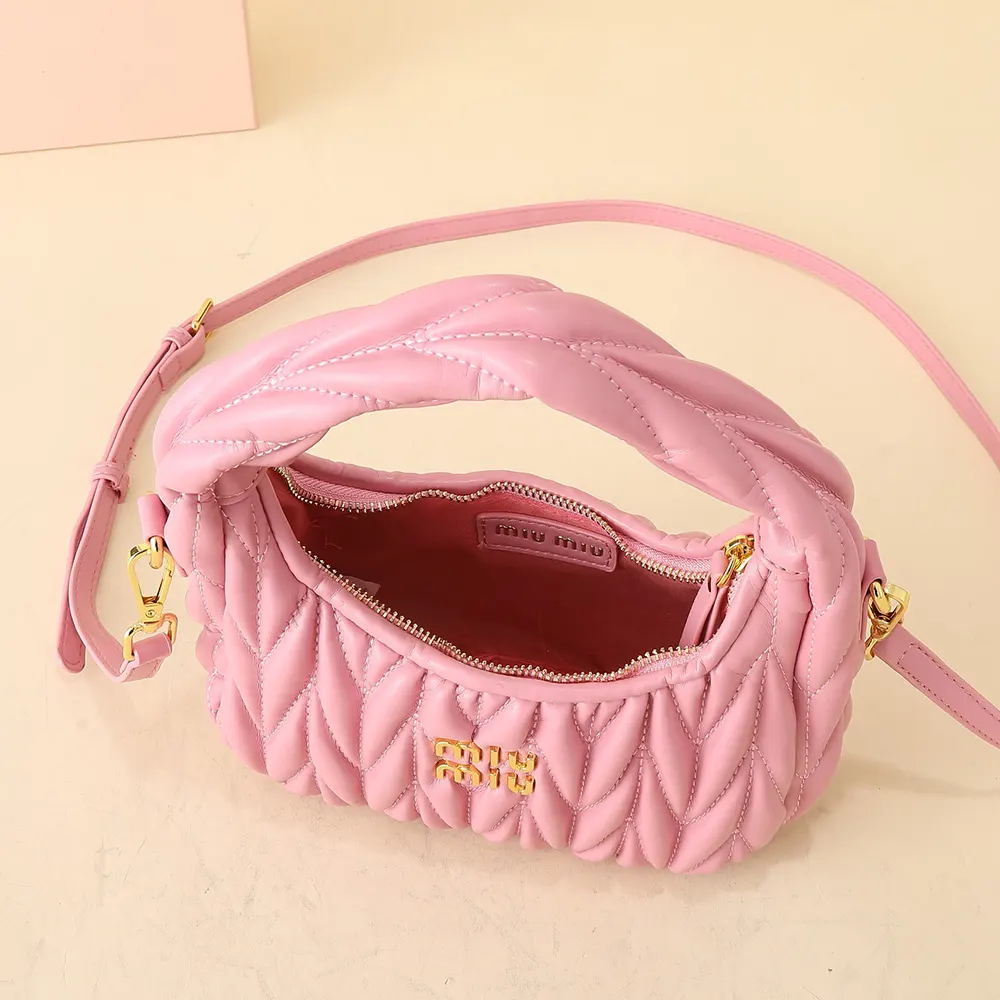 Miu Miu Women Wander Matelassé Nappa Leather Hobo Bag-Pink - image 6