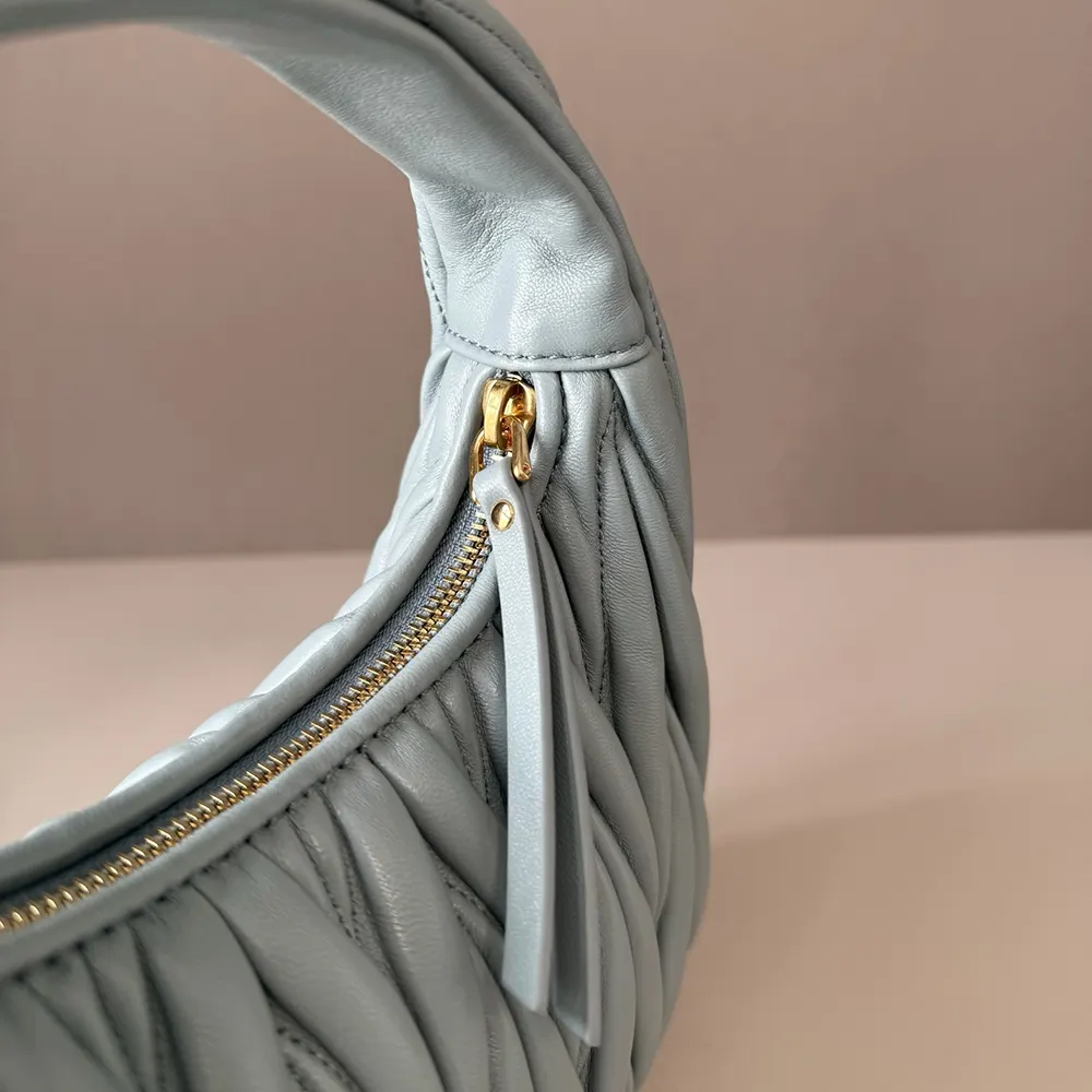 Miu Miu Women Wander Matelassé Nappa Leather Hobo Bag-Powder Blue - image 9