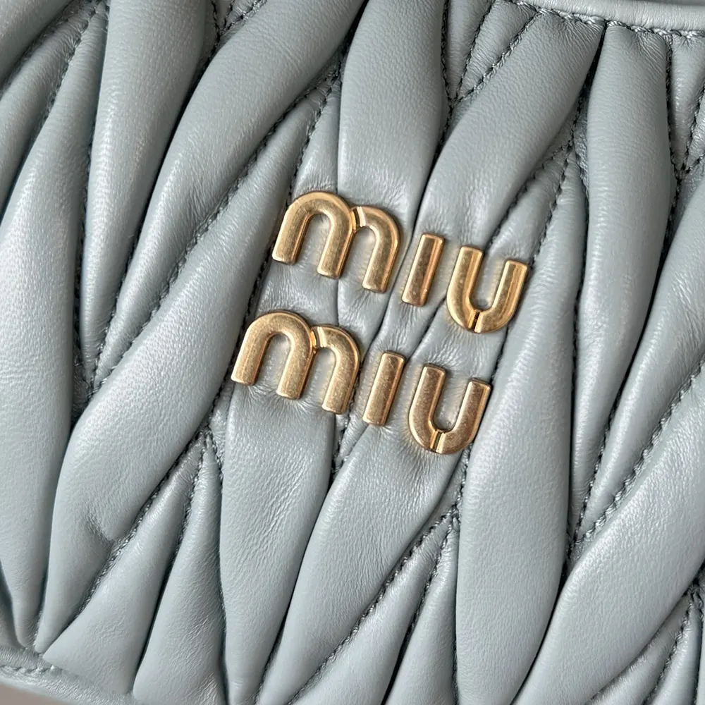 Miu Miu Women Wander Matelassé Nappa Leather Hobo Bag-Powder Blue - image 8