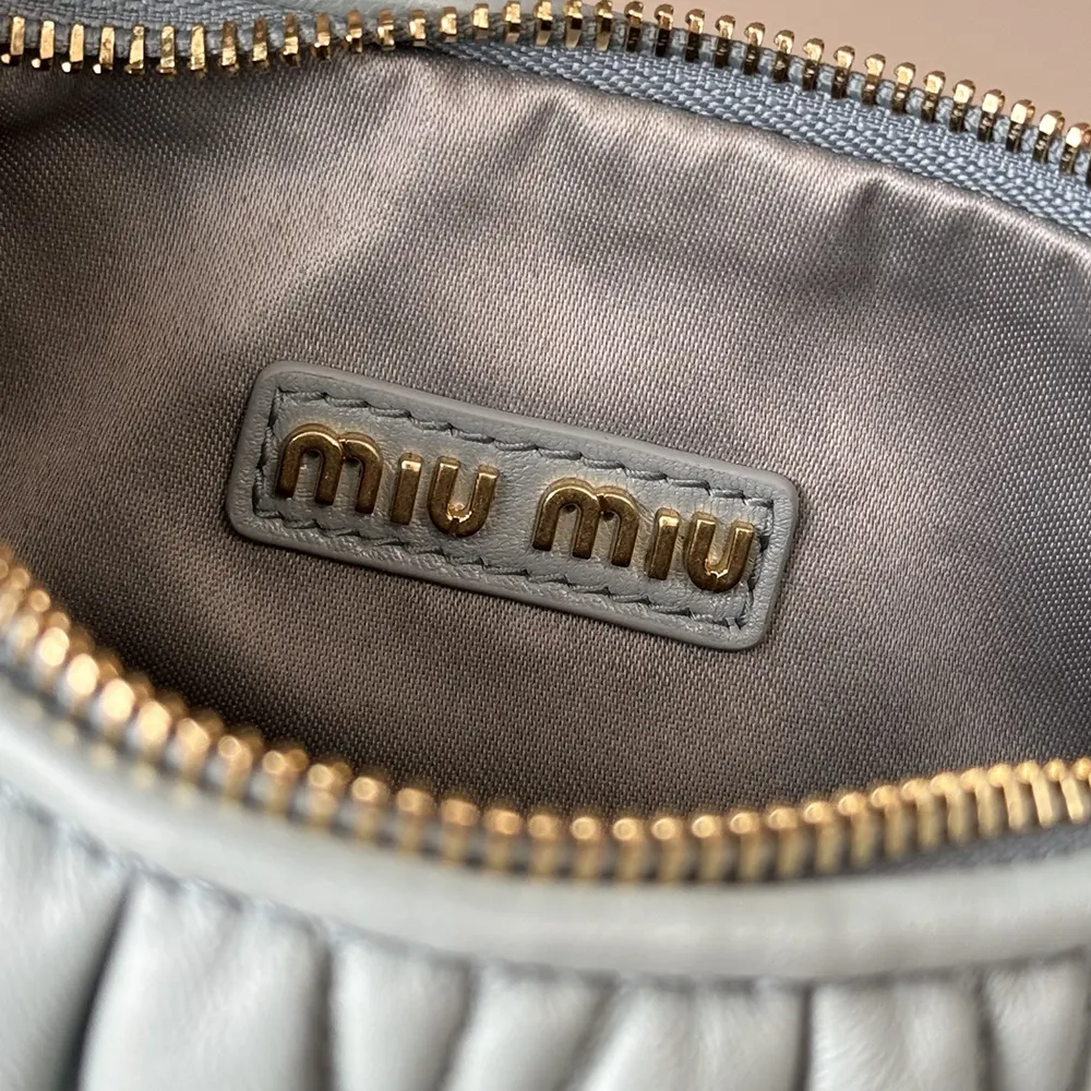 Miu Miu Women Wander Matelassé Nappa Leather Hobo Bag-Powder Blue - image 10