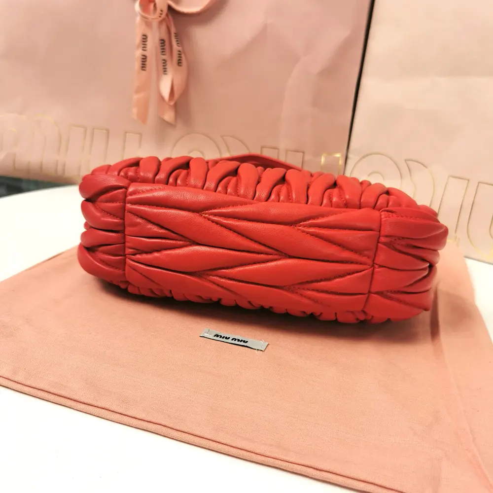 Miu Miu Women Wander Matelassé Nappa Leather Hobo Bag-Red - image 5