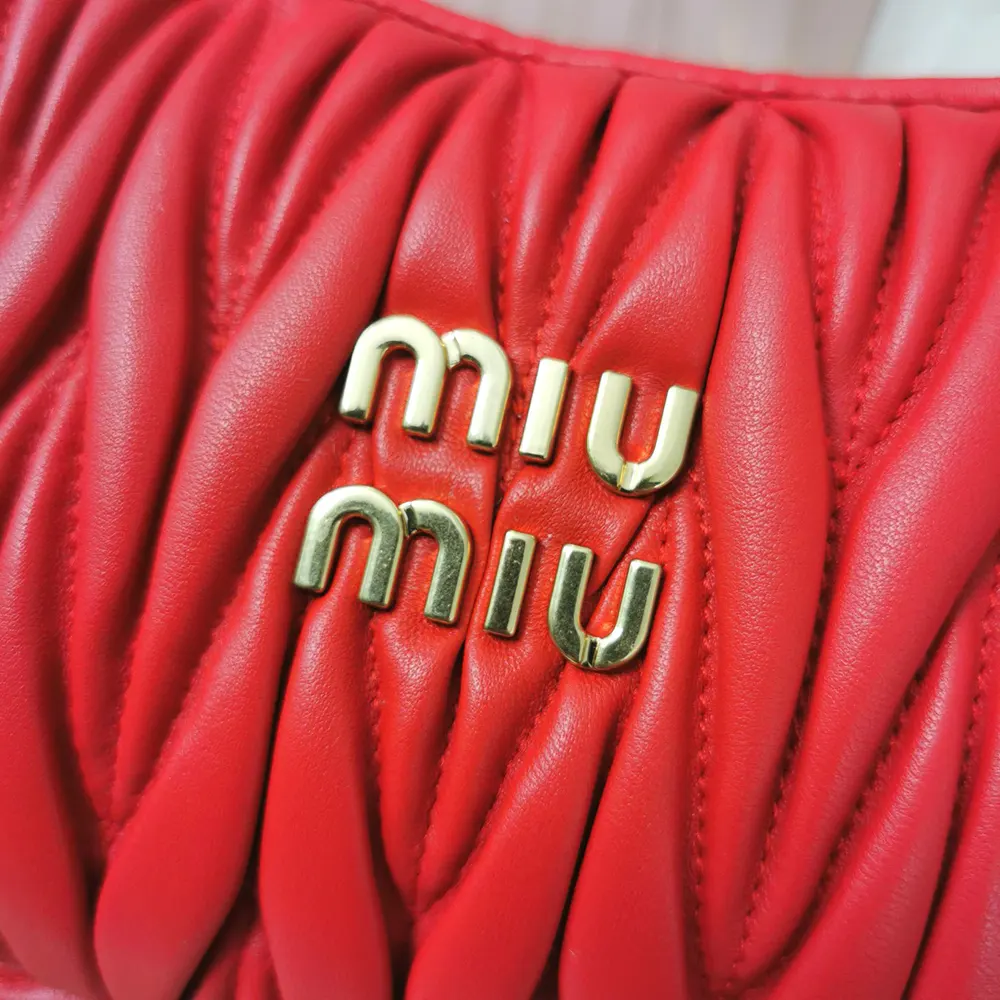 Miu Miu Women Wander Matelassé Nappa Leather Hobo Bag-Red - image 8