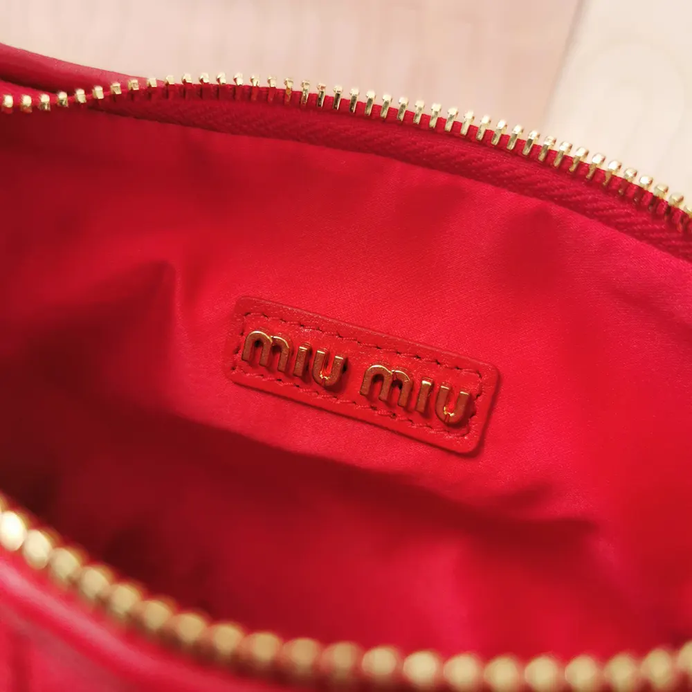 Miu Miu Women Wander Matelassé Nappa Leather Hobo Bag-Red - image 10