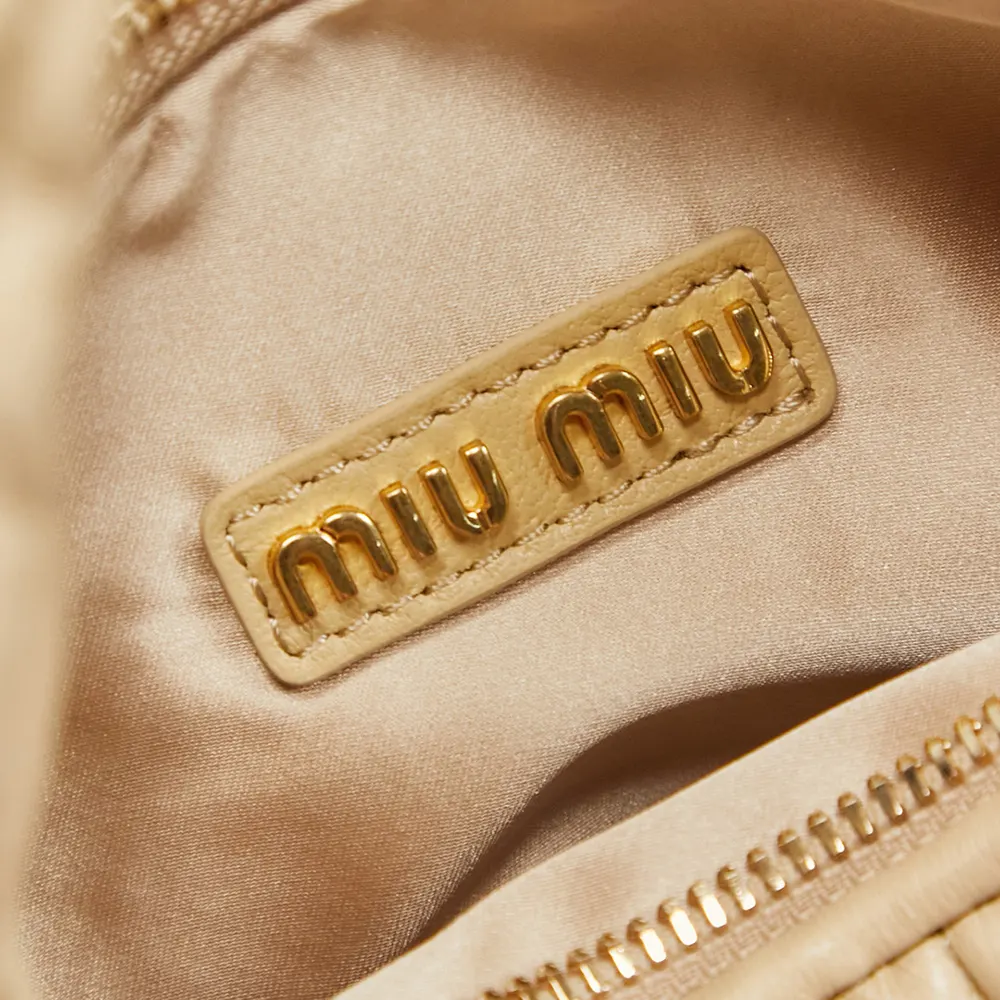 Miu Miu Women Wander Matelassé Nappa Leather Hobo Bag-Soy Green - image 10