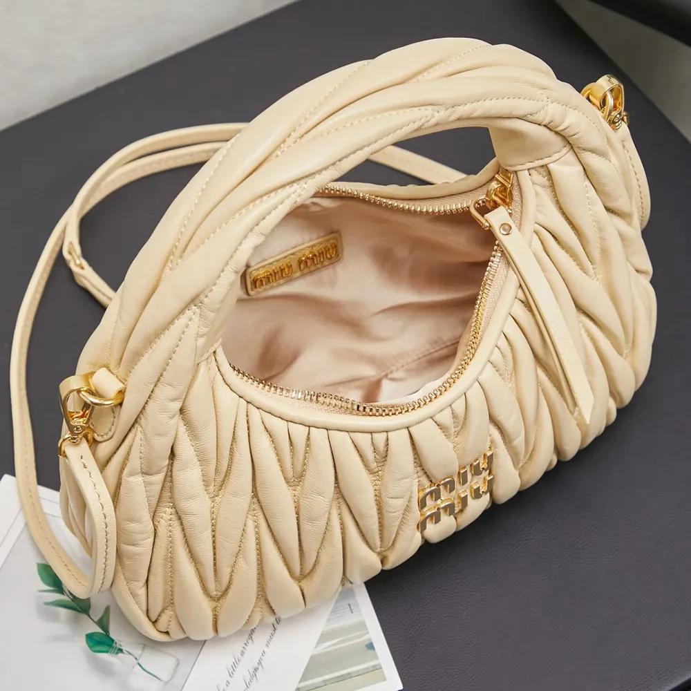 Miu Miu Women Wander Matelassé Nappa Leather Hobo Bag-Soy Green - image 6