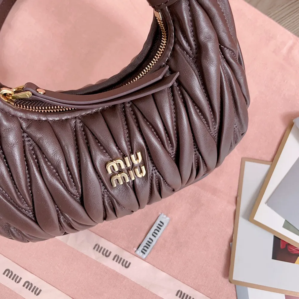 Miu Miu Women Wander Matelassé Nappa Leather Hobo Mini-Bag-Burgundy - image 7