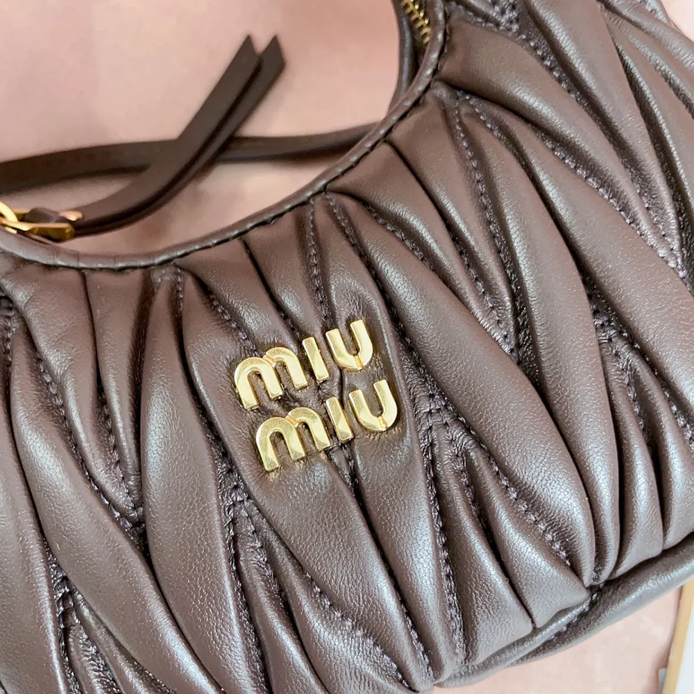 Miu Miu Women Wander Matelassé Nappa Leather Hobo Mini-Bag-Burgundy - image 9