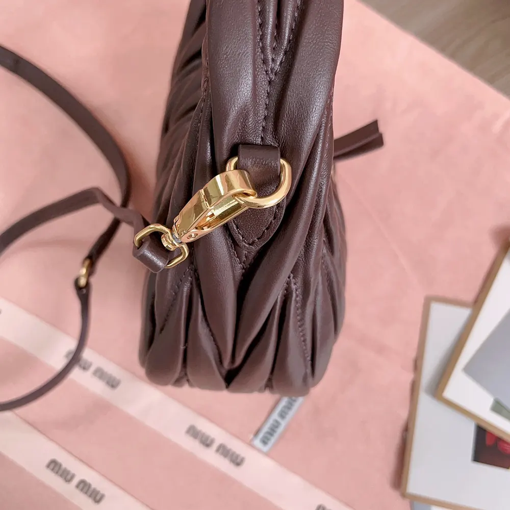 Miu Miu Women Wander Matelassé Nappa Leather Hobo Mini-Bag-Burgundy - image 8