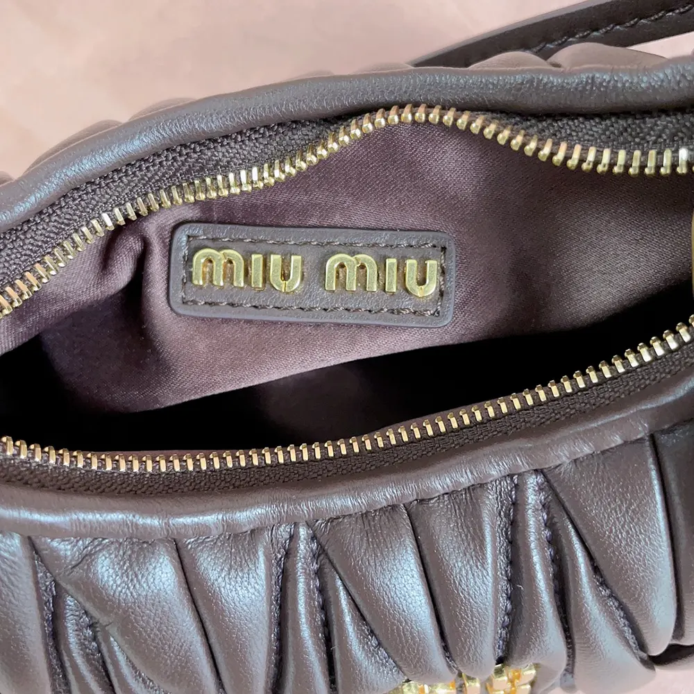 Miu Miu Women Wander Matelassé Nappa Leather Hobo Mini-Bag-Burgundy - image 10