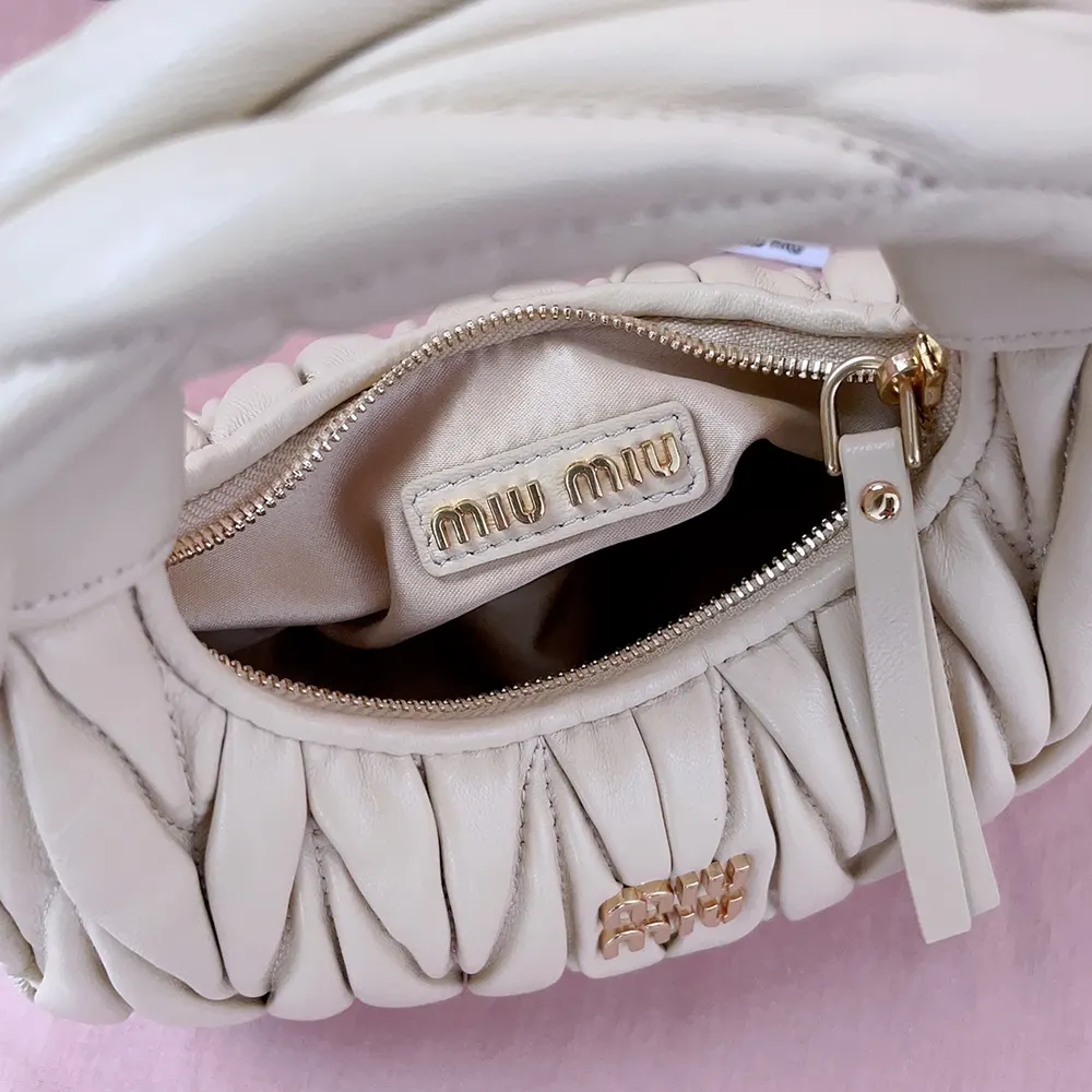 Miu Miu Women Wander Matelassé Nappa Leather Hobo Mini-Bag-Light Yellow - image 10