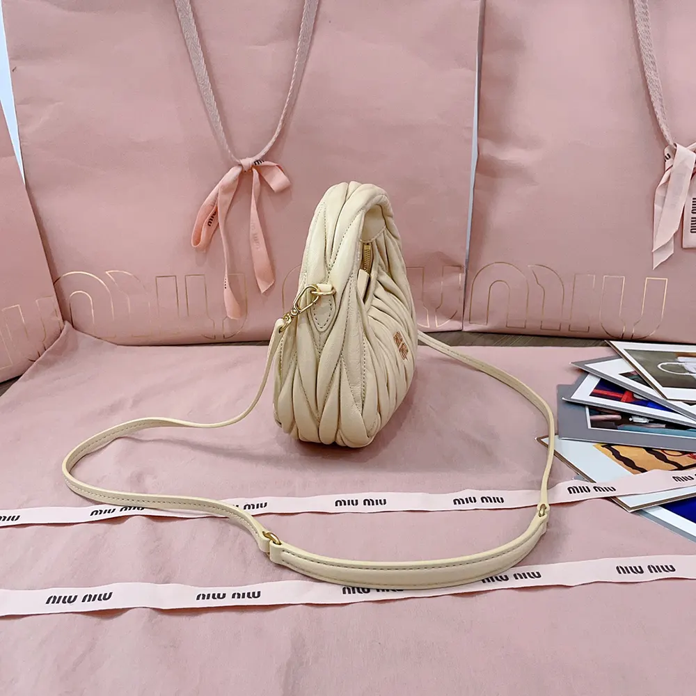 Miu Miu Women Wander Matelassé Nappa Leather Hobo Mini-Bag-Light Yellow - image 4