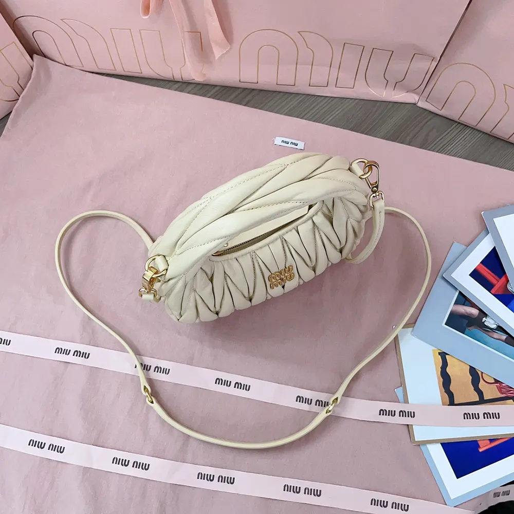 Miu Miu Women Wander Matelassé Nappa Leather Hobo Mini-Bag-Light Yellow - image 5